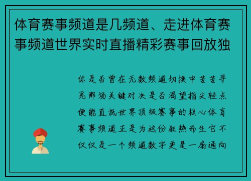 体育赛事频道是几频道、走进体育赛事频道世界实时直播精彩赛事回放独家内容一网打尽